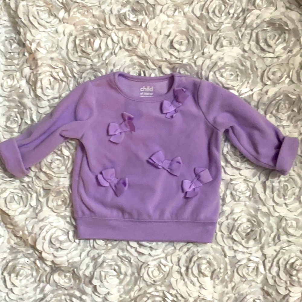 . purple fleece sweater with bows size 0-3 months